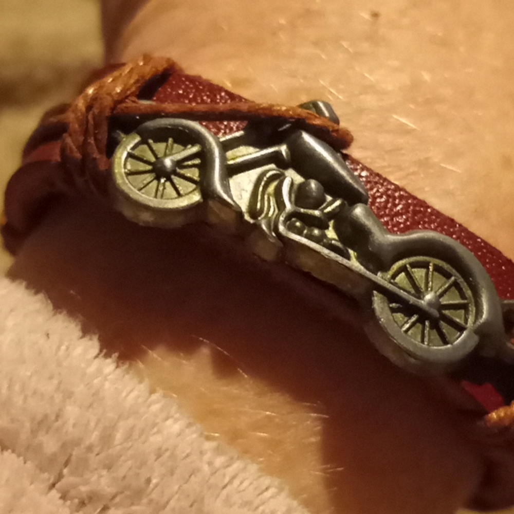 Genuine Leather Motorcycle Bracelet